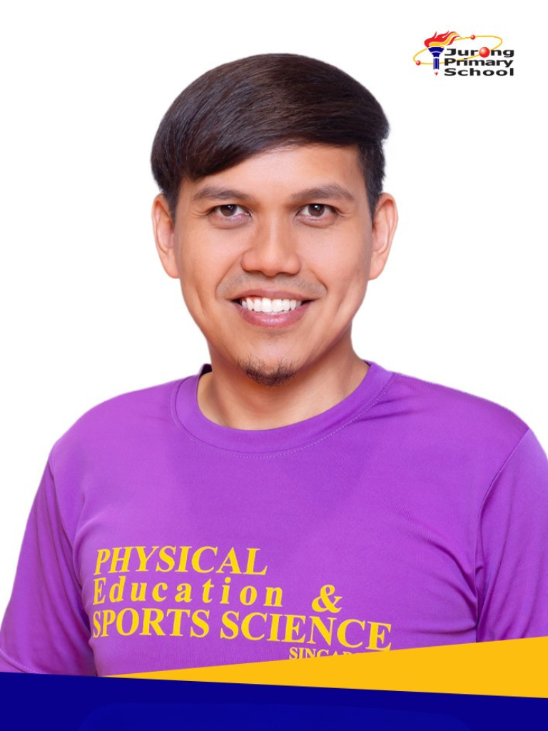 Smiling man in purple Physical Education & Sports Science shirt.